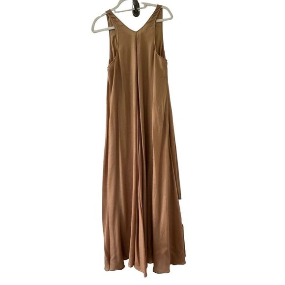 Chloé Silk-Cashmere Blend Gauze Maxi Tank Dress Women’s Mustard Brown Size 42 - Picture 5 of 11